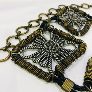 Chicoโs | Mixed Metal and Braided Leather Chain Link Belt